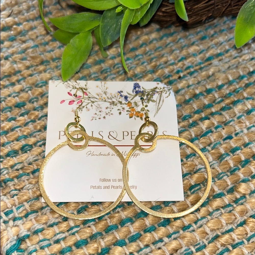 Handmade Gold Hoop Drop Earrings